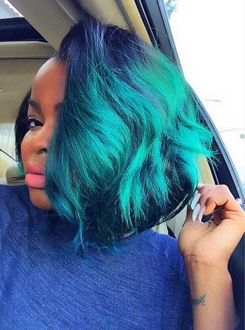 Blue Bob Hairstyles on Black Women