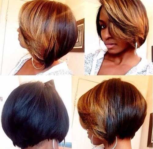 New Short Two Colored Bob Hairstyles Black Women