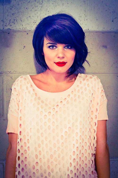 Dark Asymmetrical Thick Bob Asymmetrical Thick Bob Side Parted