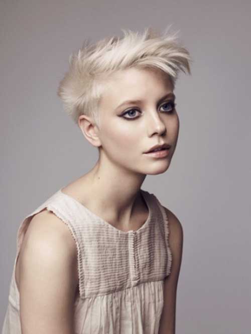 Short Blonde Pointy One Sided Hairstyles