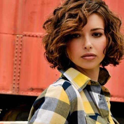 Bob Short Curly Hairstyles with Side Apart