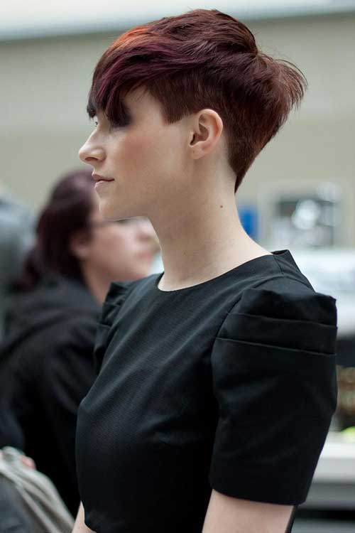 Simple Red Shaded Pixie Undercuts