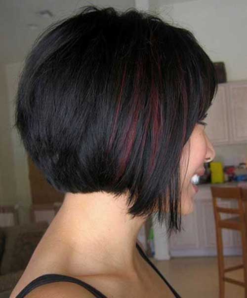 Black Short Bob Hairstyles with Red Highlights
