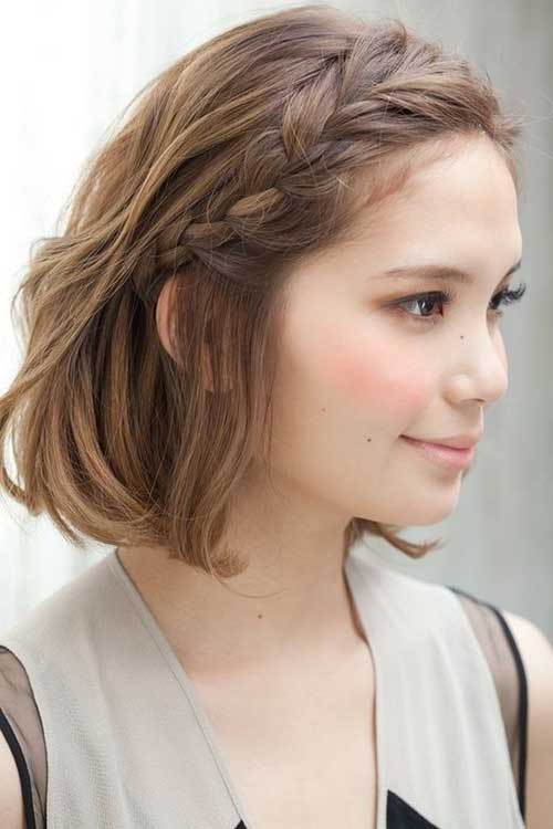 Light Brown Braid Short Hairstyle