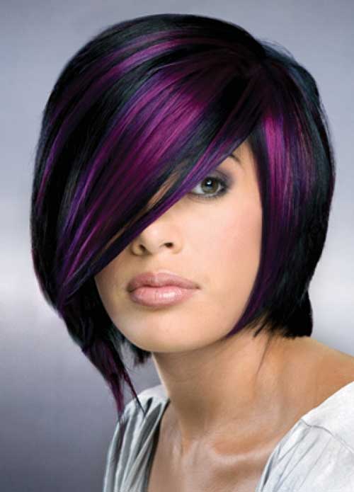 Dark Purple Highlights in Brown Hair