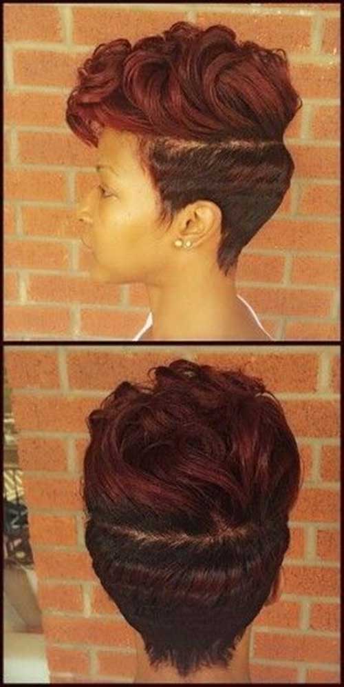 Cute Red Colored Black Short Hairstyles