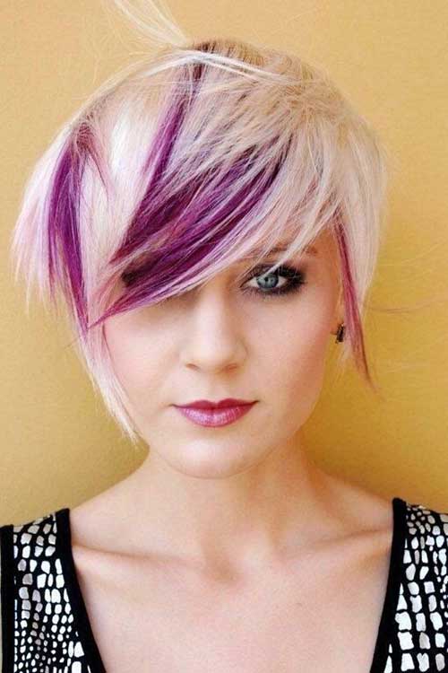Purple and Blonde Long Pixie Hair