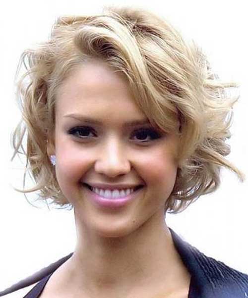 Blonde Cute Short Curly Hair with Side Bangs