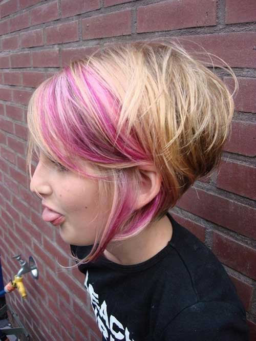 Colored Short Graduated Haircut for Trendy Girls 2015
