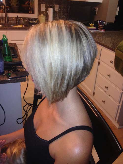 Stacked Bob Haircut and Blonde Color