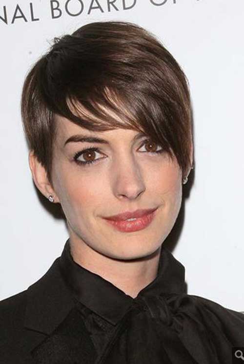 Anne Hathaway Pixie with Long Bangs