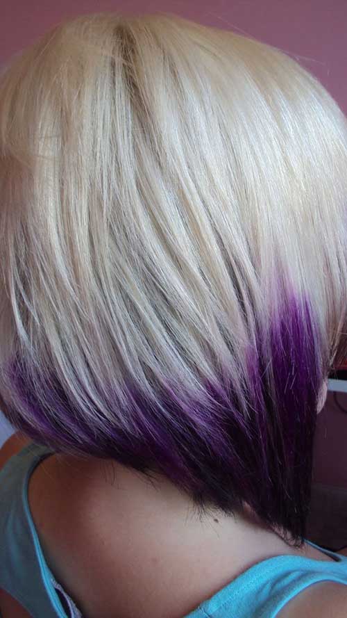 Bleached Blonde Bob Hairstyles with Purple Ends