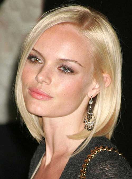 Classic Straight Blonde Bob for Round Faces