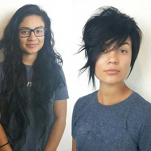 11-Short Hairstyle with Long Bangs Short Hairstyle with Long Bangs - 11