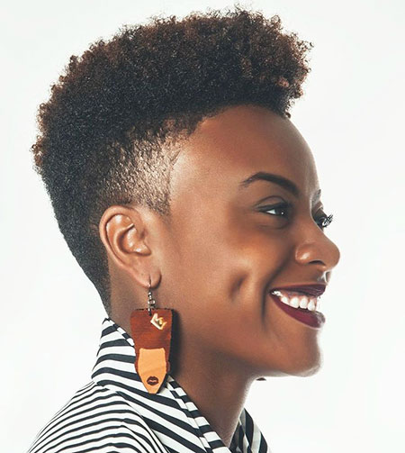 Side Shaved, Natural, Black, Women, Twa
