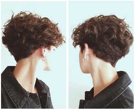 Curly Hair Undercut, Curly, Pixie, Women, Wavy