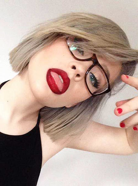 Short Haircuts for Straight Hair, Makeup Red Lips Blonde