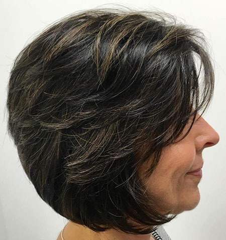 Bob Layered Brunette Over