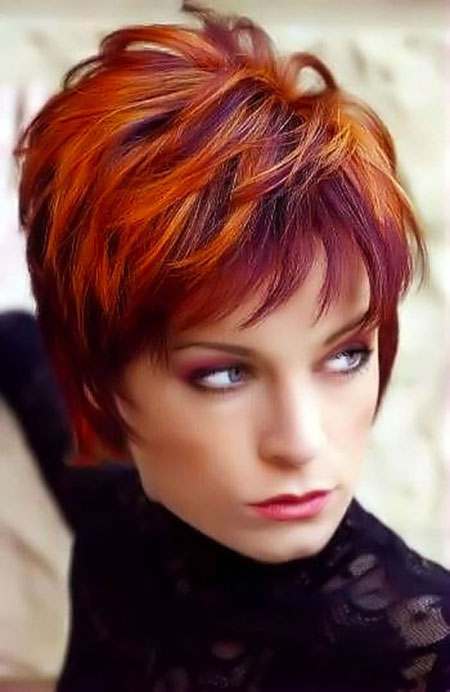 Hair Short Red Color
