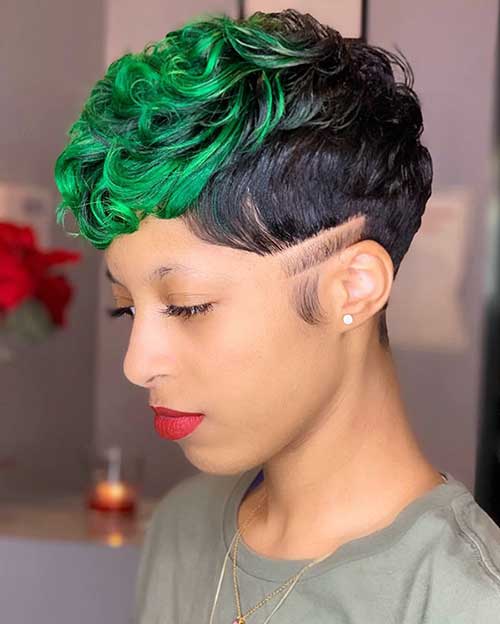 Cute Black Girl Short Green Hair Cuts