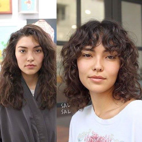 Curtain Bangs Hairstyles for Short Curly Hair-16